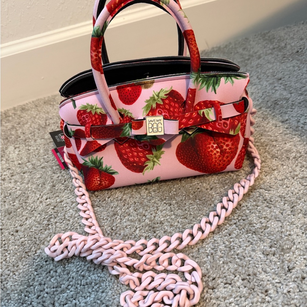Charming Strawberry Print Crossbody Bag
